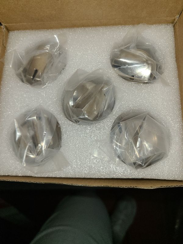 Photo 1 of 5 Pcs WB03X29315 Stainless Steel Gas Stove Knobs Replacement for GE Stove knobs, KIP 5U06 191D9233 Top Surface Burner Knob Compatible with JGP5030SL1SS JGP5030SLSS JGP5036SL1SS JGP5036SLSS, etc