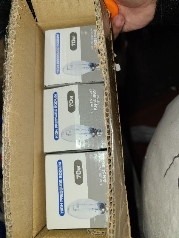 Photo 1 of 3 Pack LU70/MED 70W High Pressure Sodium Light Bulb ED17 Medium Base Clear Bulb (E26 Base) ANSI Code S62 6000 Lumens 2100K 24000 Hours