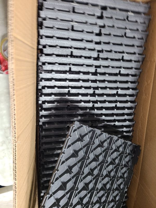 Photo 1 of 36 sq. ft Plastic Interlocking Deck Tiles, 36 Pack,12"x12" Waterproof Outdoor Flooring All Weather Use, Patio Floor Decking Tiles for Porch Poolside Balcony Backyard, Dark Grey