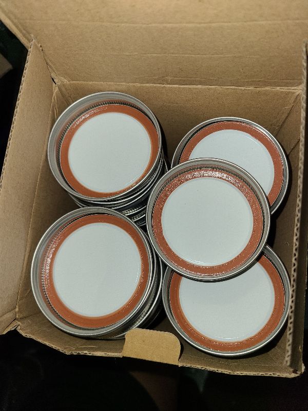 Photo 1 of 100Pcs/50 sets Canning Lids and Rings Regular mouth, Premium Mason Jar Lids with Bands/Rings for Ball, Kerr Jars - Food Grade Material, 100% Fit & Airtight for Regular Mouth Mason Jars