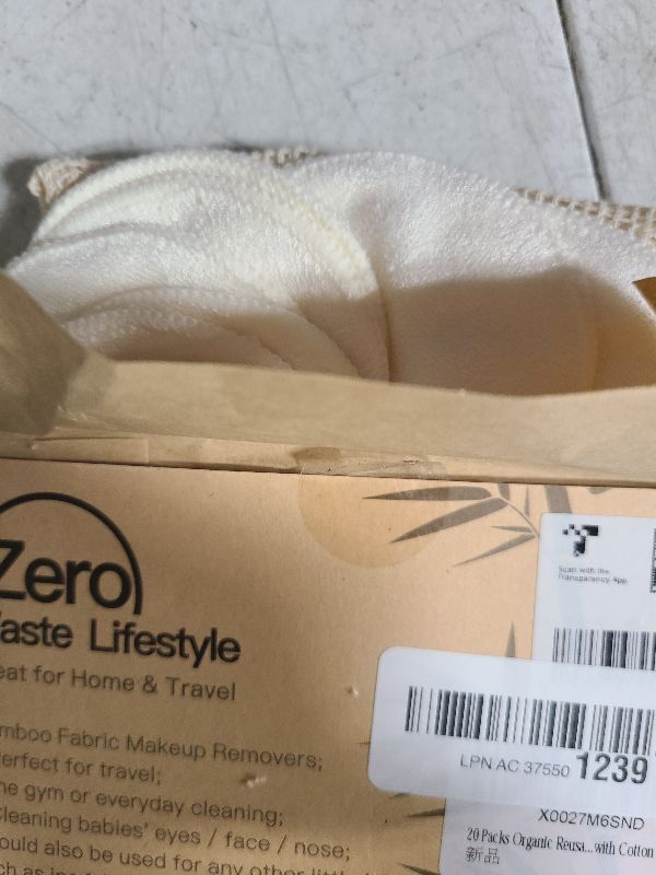 Photo 1 of 20 Packs Organic Reusable Makeup Remover Pads, Washable Bamboo Cotton Rounds for All Skin Types with Cotton Laundry Bag