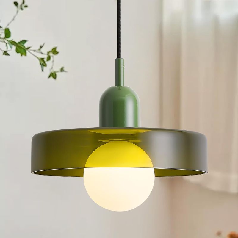 Photo 1 of  Glass Pendant Light Vintage Hanging Light Fixture Modern Kitchen Island Mid Century Modern Lamp Green 