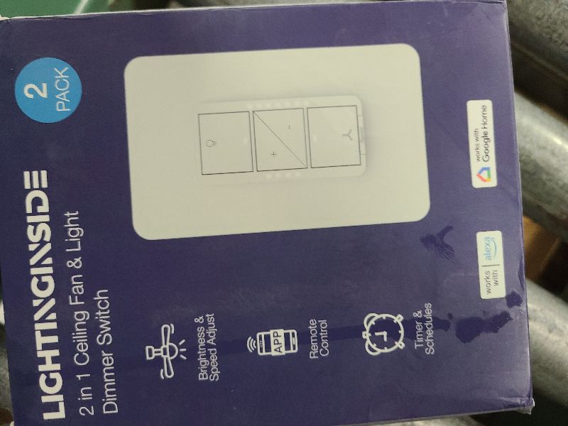 Photo 1 of Smart Ceiling Fan Control and Light Dimmer Switch, Compatible with Alexa/Google Assistant/Smart Life, Neutral Wire Required, Single Pole Fan Light Switch, 2.4G Wi-Fi only, Timer, No Hub Required, 2PCS