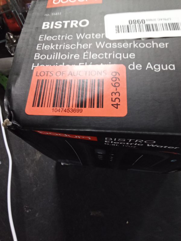 Photo 1 of Bodum 17oz Bistro Electric Water Kettle For Coffee & Tea, BPA-Free Plastic, Rapid-Boil, Auto Shut-Off, Black