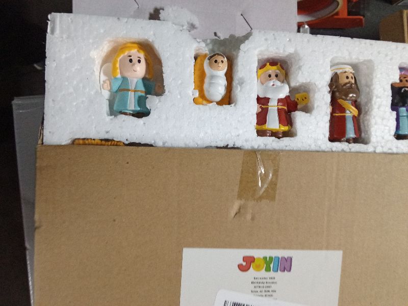 Photo 1 of JOYIN 13 PCS Christmas Little Nativity Playset, Reenact Miniature Toys Nativity Set, Christmas Manger Scene for Kids, Present, Xmas Decorations