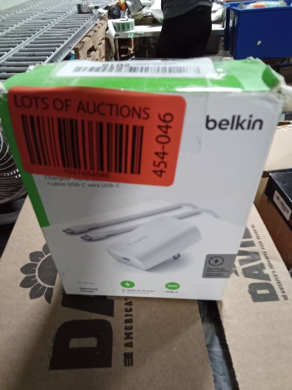 Photo 1 of Belkin 30W USB-C Wall Charger with USB-C to C Cable, PPS, PowerDelivery, USB-IF Certified PD 3.0 Fast Charging for iPhone 16, iPad, Samsung Galaxy S25, Google Pixel, Nintendo Switch 2 & More - White