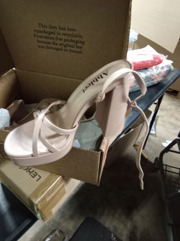 Photo 1 of Abbleet Platform Heels for Women Strappy Block Chunky High Heels Open Toe Ankle Strap Sandals Fashion Lace Up Wedding Party Evening Prom Dance Dress Shoes(Nude,6.5)