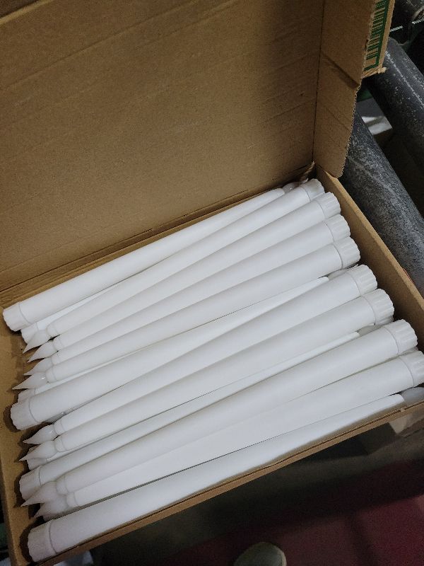 Photo 1 of 24 Pcs Flameless Taper, LED Faux Wax Candle Lights LED Candles Battery Operated Candles Flickering Taper for Birthday Christmas Wedding Party (White, Basic)