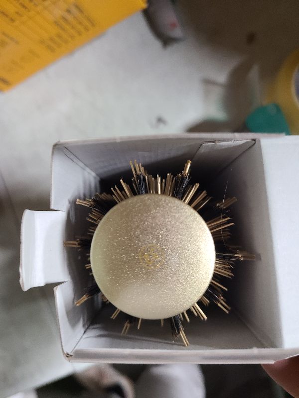 Photo 1 of AIMIKE Round Brush, 1.3 Inch Barrel, Nano Thermal Ceramic & Ionic Tech, Boar Bristles, for Blow Drying, Styling, Curling and Shine, Gold + 4 Clips