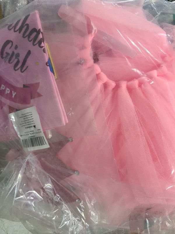 Photo 1 of ADOGGYGO Dog Birthday Hat Bandana Girl - Pet Birthday Party Supplies - Pink Dog Tutu Hat Scarf Banner Set for Extra Large Dogs (X-Large)