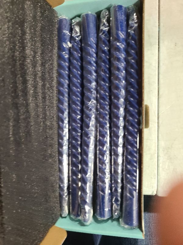 Photo 1 of 6 Pack 10 Inch Navy-Blue Spiral Taper Candles for Hanukkah and Winter Home Decoration, Unscented Dripless Twisted Candlesticks for Dinner Beach-Themed Decor Relaxation and Meditation