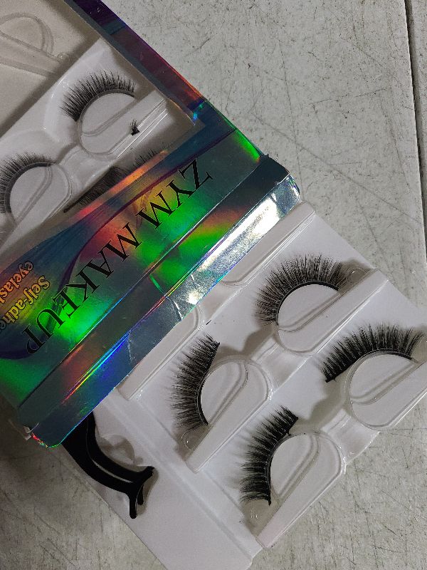 Photo 1 of 10 Pcs Self Adhesive False Eyelashes, Waterproof Natural Look, No Glue Wispy Eyelashes with Tweezers, Press On Lashes for Beginners #01