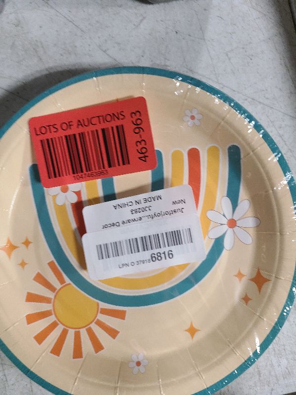 Photo 1 of 48 Pcs Here Comes The Son Baby Shower Decorations Paper Plates Boho Sun Rainbow Disposable Dessert Cake Dinner Plates Sunshine Party Boy Baby Shower Supplies Favors