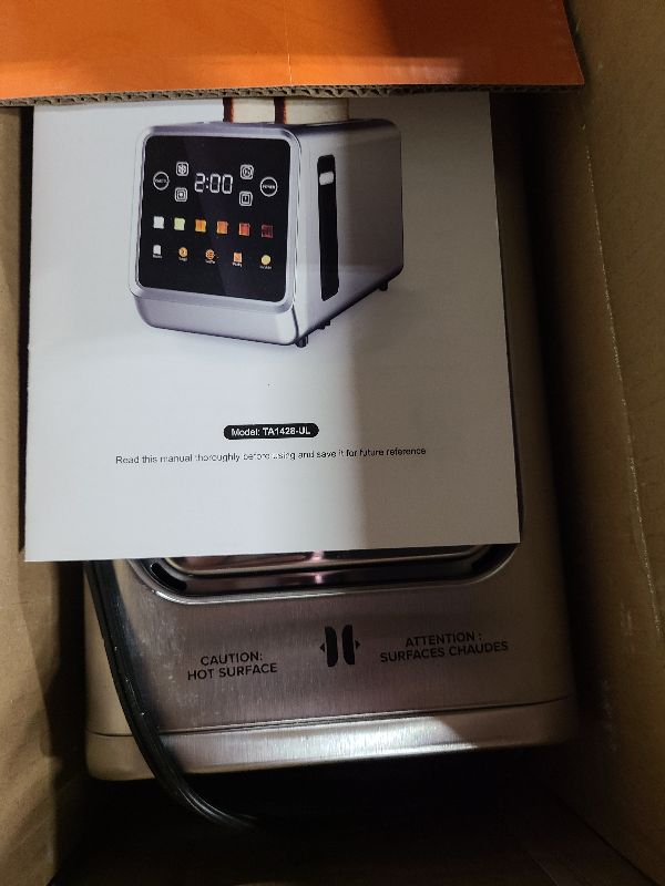 Photo 1 of 2 Slice Toaster Touch Screen 1.5" Wide Slot, Stainless Steel Digital Toaster with Single Slot Toasting, Memory Function, 5 Bread Types & 6 Shade Settings, 900W