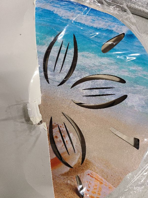 Photo 1 of 3 Pcs Summer Coastal Wall Decor Beach Wall Art Blue Sea Turtle Surfboard Seahorse Starfish Seashell Conches Crabs Sea Life Decor for Bathroom Bedroom Home (Sand Dollar Style)