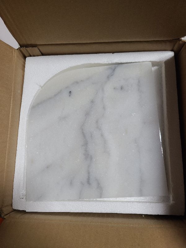 Photo 1 of Adolif White Marble Corner Shelf, 100% Natural, Polished, 9"x9"x3/4", Big White Corner Shelf for Shower Enclosure Decor, 1 Sheet