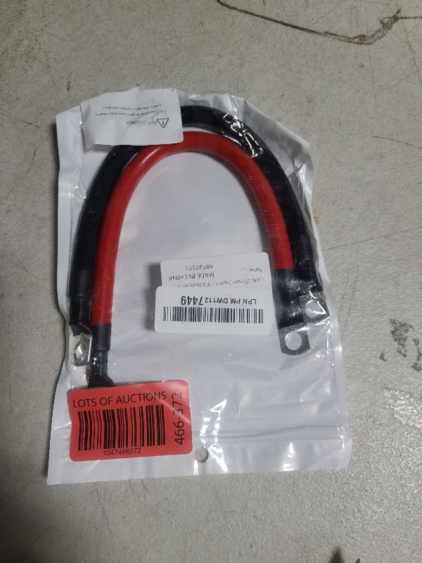 Photo 1 of 2 AWG Battery Cable 2AWG Gauge Pure Copper Battery Inverter Cables with 3/8 in Lugs Both Ends Power Inverter Wire Set for Automotive Solar Marine Boat RV Car Motorcycle Red and Black (1FT)
