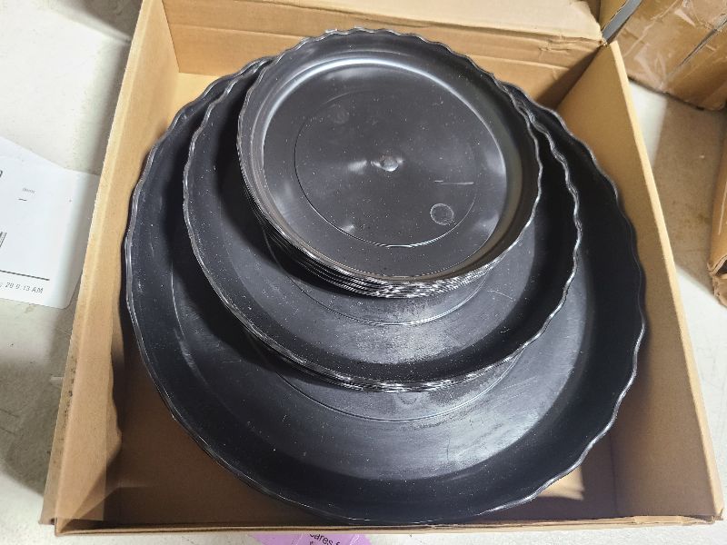 Photo 1 of 12 Pack Plastic Plant Saucer, Round Flower Plant Trays Wave Drainage Tray for Pots Base, Heavy Duty Plant Pot Saucers for Indoor Outdoor Home Garden Plant - Black, 6/7.8/10 Inch