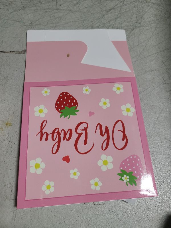 Photo 1 of 51Pcs Pink Strawberry Diaper Raffle Tickets with Box Strawberry Baby Shower Game Kit Party Decors Favor A Berry Sweet Baby Is On The Way Holder Box for Girl Boy Gender Reveal Party Invitation Supplies