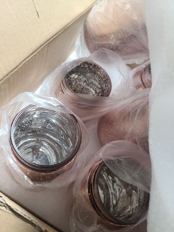 Photo 1 of 12 Pcs Decorative Mason Jars 16oz Painted Wide Mason Jars for Table Centerpiece DIY Home Decoration Birthday Housewarming Party Wedding Favor(Rose Gold)