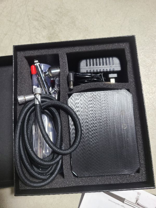 Photo 1 of Airbrush Kit with Compressor - High-Pressure Portable Air Brush with 0.2/0.3/0.5mm Nozzle, Non-Clogging Spray Gun with Cleaning Brush for Painting Model Barber Cake