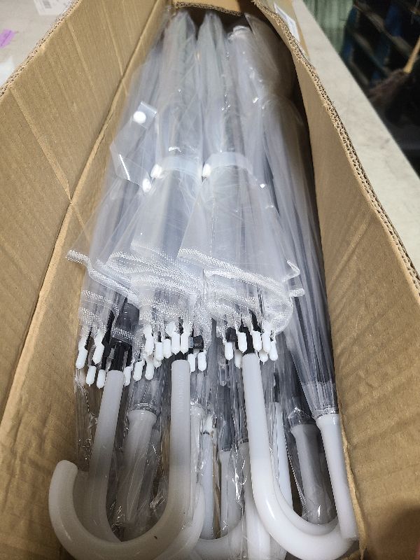 Photo 1 of 20 Pack Wedding Umbrellas with J Hook Handle Windproof Stick Umbrellas Large Bubble Umbrella for Adults Kids Rain (Clear)