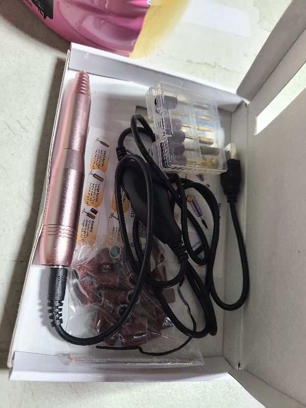 Photo 1 of Alety Electric Nail Drill Kit - Portable File for Acrylic Gel Nails, Professional Machine Efile Manicure Pedicure Tools With Gold Drill Bits for Home Salon Use