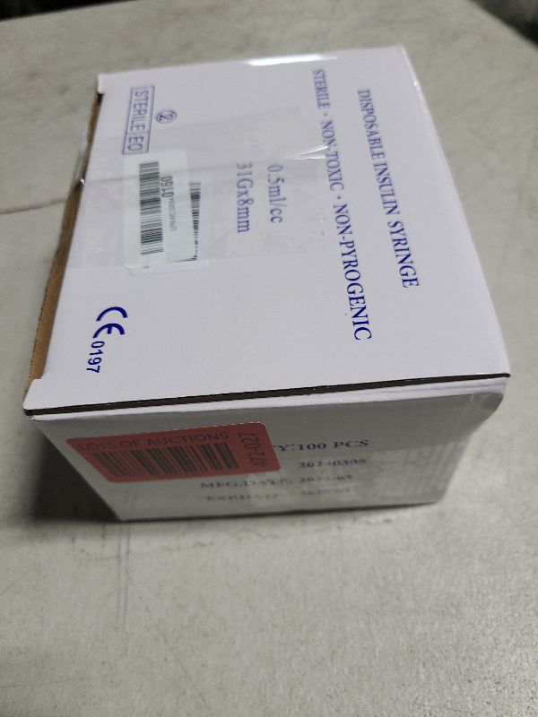 Photo 1 of 100 Pack 1/2 ml/cc 31Ga Lab Supplies, Individually Package