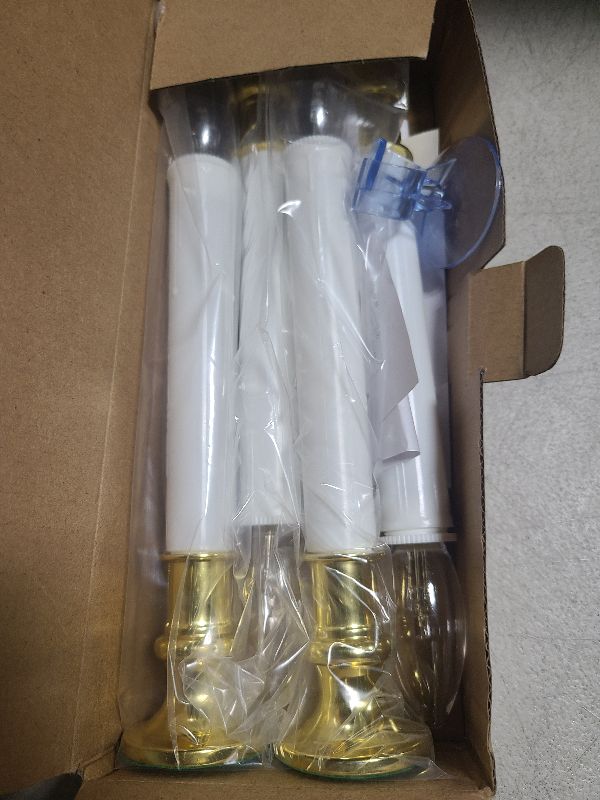 Photo 1 of 4 Pack Christmas Battery Operated LED Window Candles with Timer, Christmas Window Candles Lights with 3V Ultra-Bright LED Bulbs for Halloween Decorations Indoor Windows Mantels Table , 4 Suction Cups
