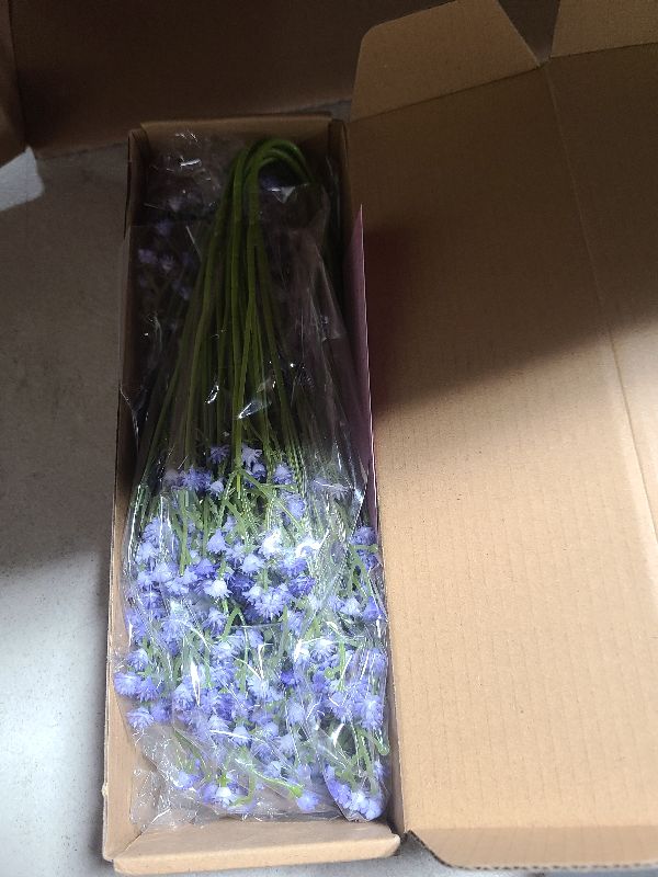 Photo 1 of 12 Pcs Babys Breath Artificial Flowers, Blue Baby Breath Flowers Artificial Bulk, Real Touch Baby’s Breath Babies Breath Long Stems, Fake Gypsophila For Bonquet Vase Wedding Decor Flower Arrangement