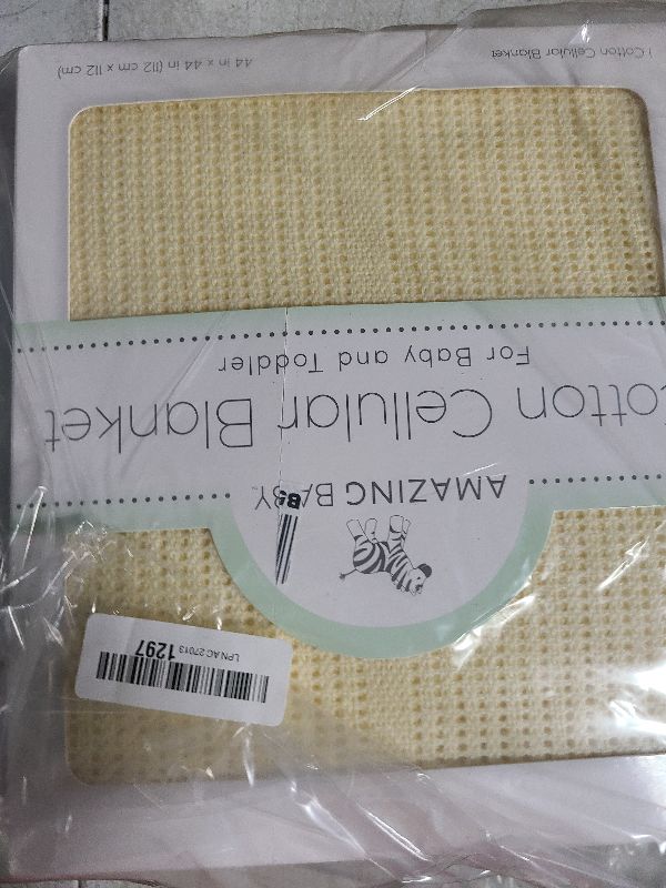 Photo 1 of Amazing Baby Cellular Blanket, Premium Cotton, Ultra Soft, Breathable, Cozy Gift for Baby Boys and Girls, Favorite Toddler Blanket, 44 x 44 inches (112 x 112 cm), Soft Yellow