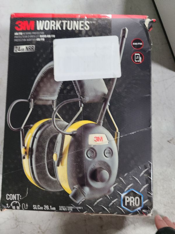 Photo 1 of 3M - 90541-80025T WorkTunes AM/FM Hearing Protector with Audio Assist Technology, 24 dB NRR, Ear protection for Mowing, Snowblowing, Construction, Work Shops