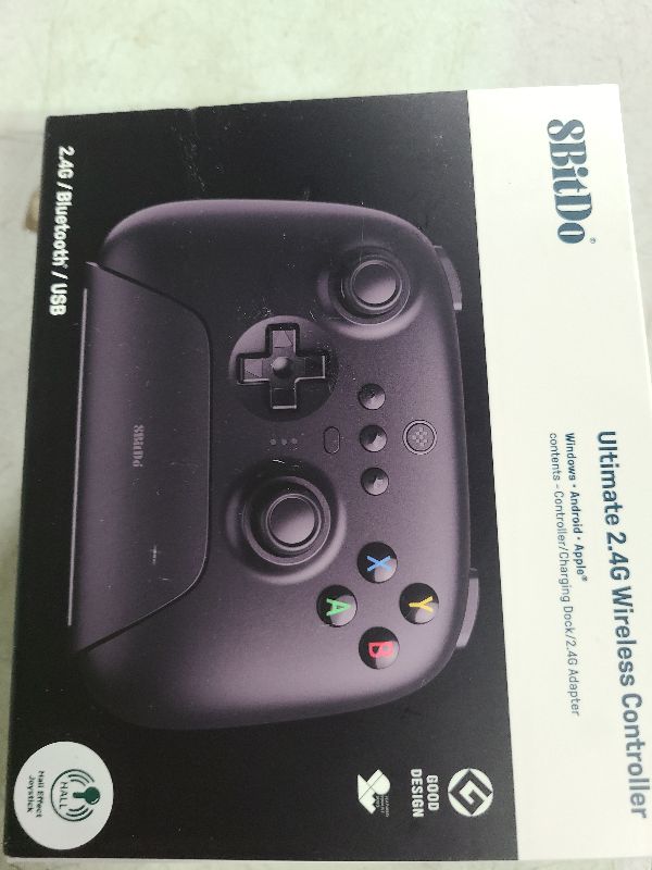 Photo 1 of 8Bitdo Ultimate 2.4G Wireless Controller, Hall Effect Joystick Update, Gaming Controller with Charging Dock for PC, Android, Steam Deck & Apple (Black)