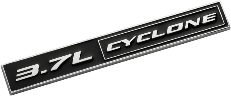 Photo 1 of 2pcs 3.7L Cyclone Emblem Replacement for 2011-2020 Mustang V6 3.7L Cyclone Badge (Chrome/Black) 