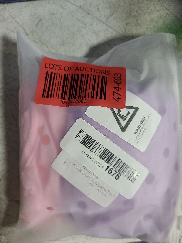 Photo 1 of 2 Pieces Washable Female Diapers with Suspender Comfort Reusable Doggy Diapers Reusable Puppy Sanitary Panties Dog Underwear Diaper for Small Girl Dogs in Period Heat (Pink&Purple,M)