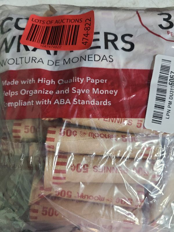 Photo 1 of 1inTheOffice Quarter Rolls Wrappers, Coin Wrappers, Coin Roll Wrappers, Change Rolls, Preformed (2 Pack)