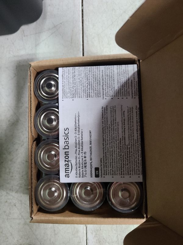 Photo 1 of Amazon Basics 12-Pack D Cell Alkaline All-Purpose Batteries, 1.5 Volt, 5-Year Shelf Life