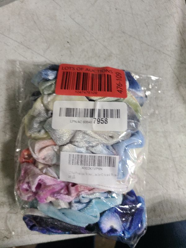 Photo 1 of 12 Pcs Premium Velvet VSCO Hair Scrunchies with Hidden Zipper Pocket - Tie Dye Chiffon Scrunchies for Girls and Women