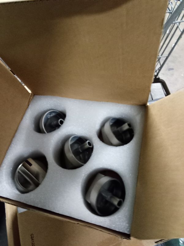 Photo 1 of 5 Pcs WB03X29315 Stainless Steel Gas Stove Knobs Replacement for GE Stove knobs, KIP 5U06 191D9233 Top Surface Burner Knob Compatible with JGP5030SL1SS JGP5030SLSS JGP5036SL1SS JGP5036SLSS, etc