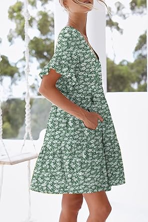 Photo 1 of 
Visit the nclook Store
nclook Womens Summer Casual Dresses Sweet Cute V Neck Mini Dress with Pockets Ruffle Short Sleeve. XL