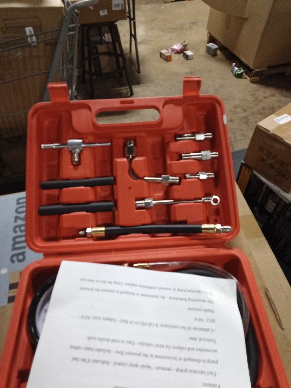 Photo 1 of 0-140PSI Fuel Injector Injection Pump Pressure Tester, Fuel Pressure Tester Kit, Universal Fuel Pump Pressure Tester Gasoline Car Truck Motorcycle Diagnostic Tool