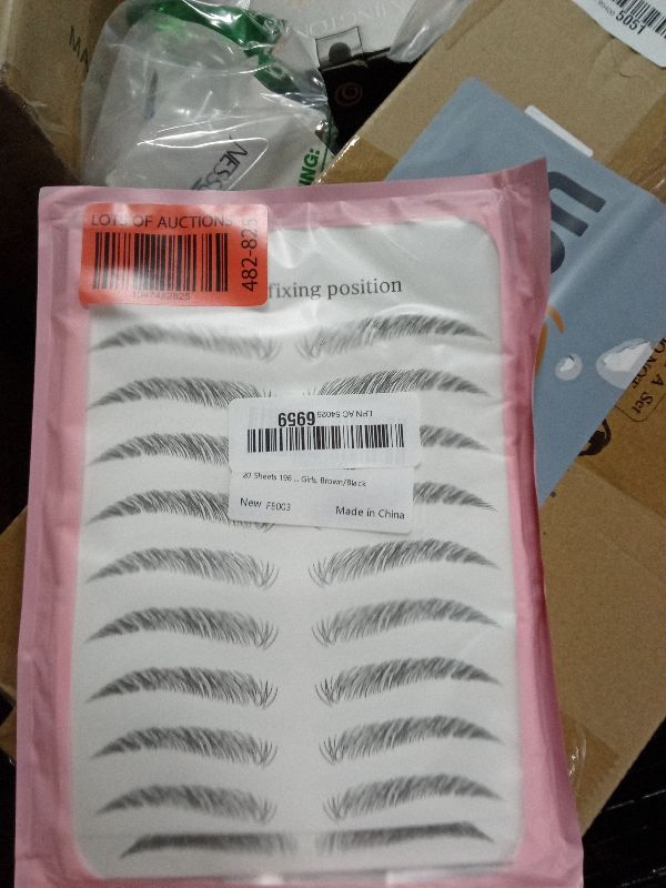 Photo 1 of 20 Sheets 196 Pairs Eyebrow Tattoo Sticker Waterproof 4D Hair-Like Natural Fake Tattoo Eyebrows Transfers Stickers Peel Off Brows Grooming Shaping Makeup Sticker for Women Girls, Brown/Black