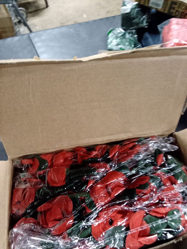 Photo 1 of 12 Pcs 100 ft Flower Garland Artificial Rose Vine with Green Leaves Hanging Artificial Flower Vines Ivy Garlands Wall Garden Decor for Room Wedding Birthday Arch Decor(Red)