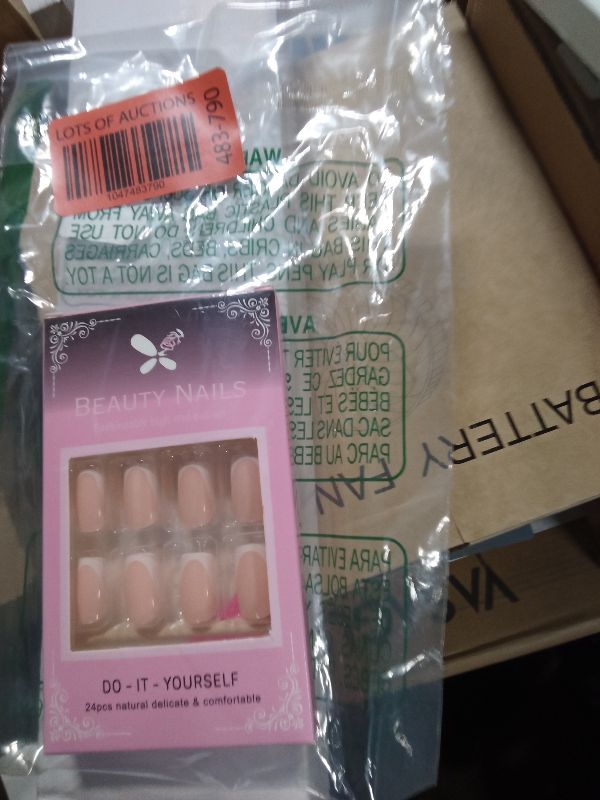 Photo 1 of 48 Pcs White French Tip Press on Nails Short Square & Press on Toenails Set Pink Nail Press ons with Deep French Tip Designs Glossy Fake Nails Acrylic Nails Stick on Nails for Women Nail Decorations