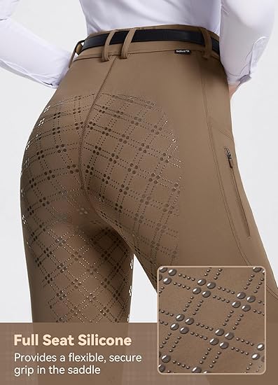 Photo 1 of  baleaf Womens Horse Riding Pants Equestrian Full Seat Breeches Horseback Tights Silicone Zipped Pocket, EXTRA SMALL