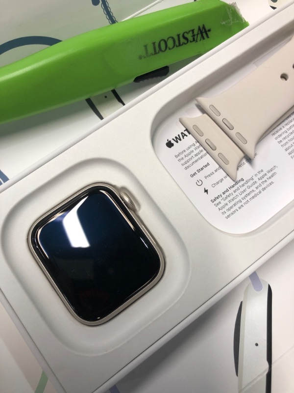 Photo 1 of ***(PARTS ONLY/ MISSING CHARGER/ NON FUNCTIONAL)***Apple Watch SE (2nd Gen) [GPS 40mm] Smartwatch with Starlight Aluminum Case with Starlight Sport Band S/M. Fitness and Sleep Trackers, Crash Detection, Heart Rate Monitor, Retina Display
