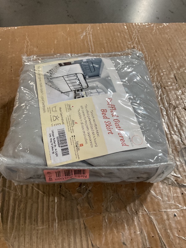 Photo 1 of Cottingon Ruffled Bed Skirt with Split Corners-Dust Ruffle - 14" Drop 100% Microfiber Soft,Sheen & Luxurious Look - Bed Skirts (Light Grey -King)