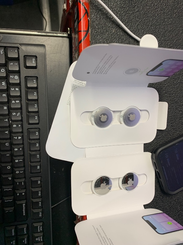Photo 1 of  Apple AirTag 4 Pack. Keep Track of and find Your Keys, Wallet, Luggage, Backpack, and More. Simple one-tap Set up with iPhone or iPad