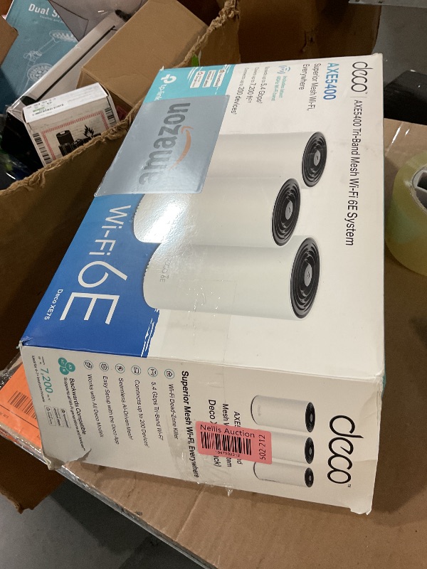 Photo 1 of ***PARTS ONLY***TP-Link ???? XE75 AXE5400 Tri-Band WiFi 6E Mesh System - Wi-Fi up to 7200 Sq.Ft, Engadget Rated Best Mesh For Most People, Replaces WiFi Router and Extender, AI-Driven Mesh New 6GHz Band, 3-Pack
