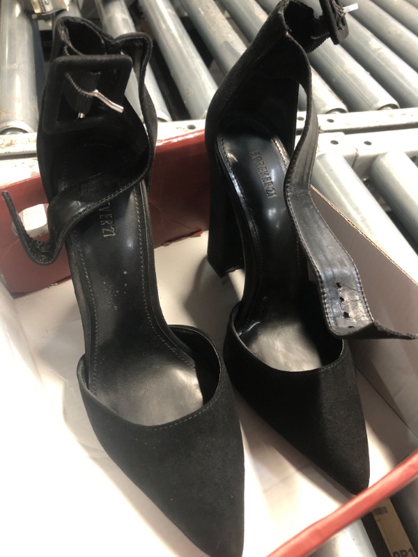 Photo 1 of (see all images) JOY IN LOVE Womens 3.5" Chunky Block High Heels Ankle Strap Heeled Sandals Black-PU US7.5